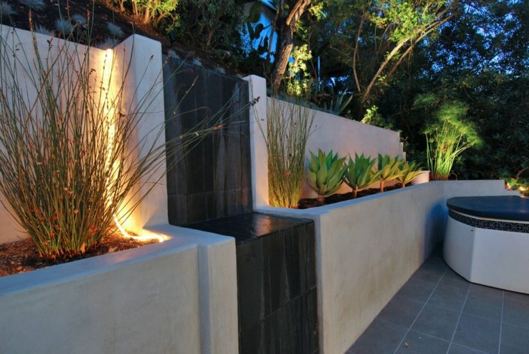 fuente jardin diseño moderno pared