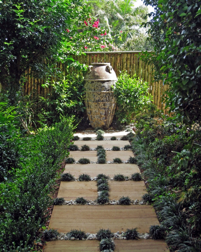 ideas para decorar el jardín moderno imagenes paisajes jardin camino original ideas