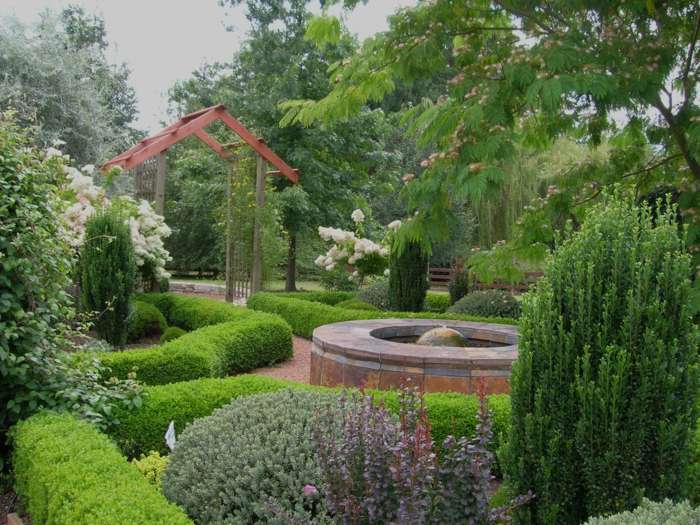 arca de madera en el jardín imagenes paisaje jardin plantas verdes estanque ideas