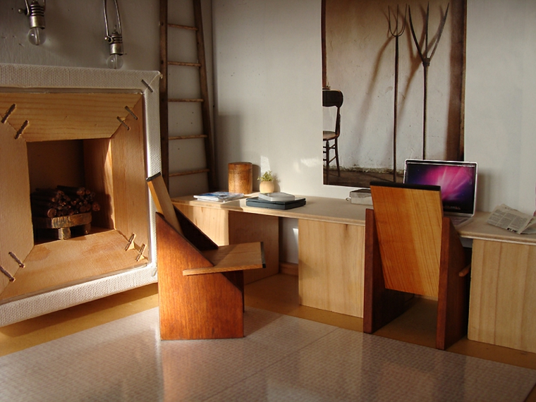 interior despacho muebles madera