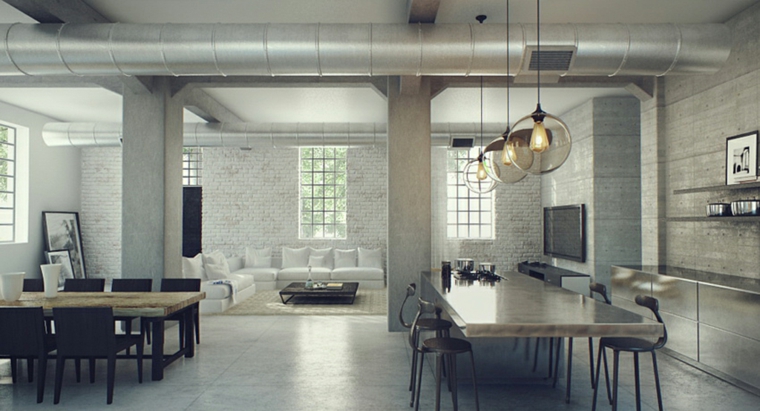 interior amplio estilo industrial