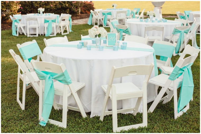 mesas boda lazos color celeste