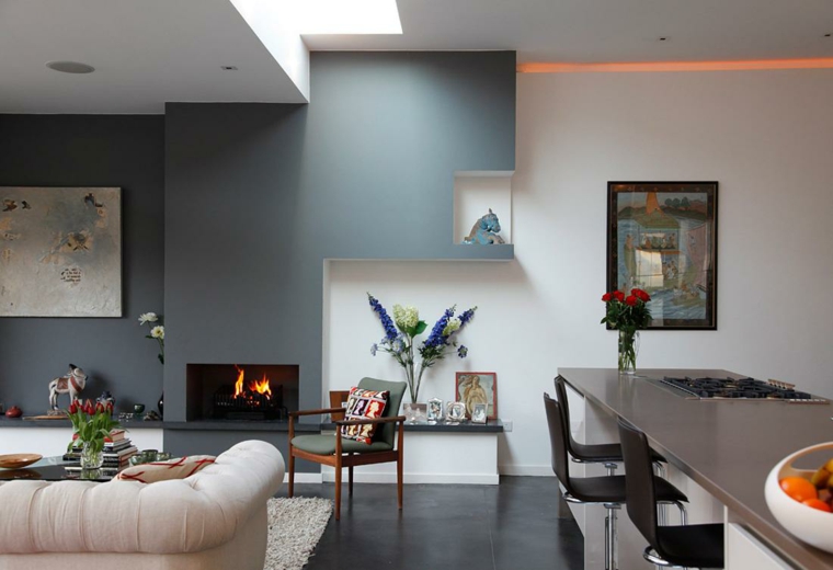 original diseño interior pared gris