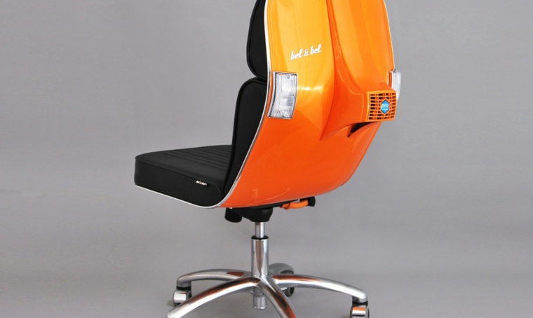 silla reciclada de moto Vespa sillon reciclado moto Vespa respaldo naranja