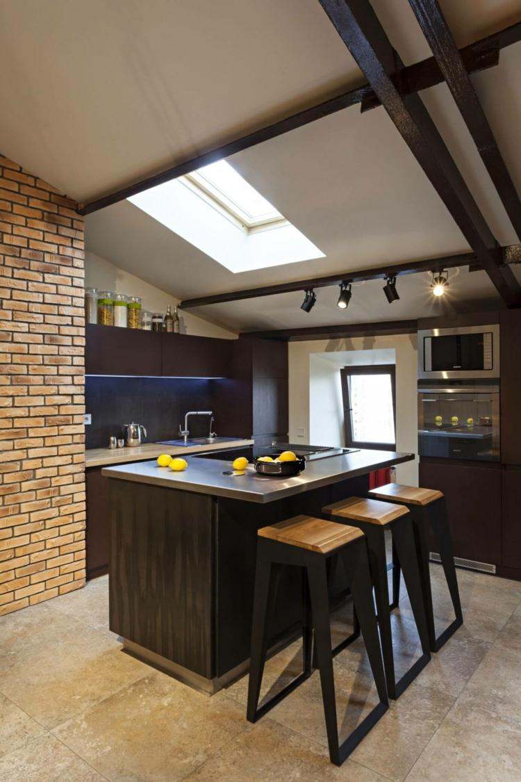 diseño interior cocina moderna ladrillo