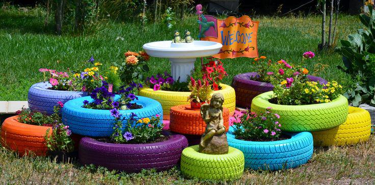 Neumaticos viejos para decorar tu jardín - 24 ideas ...