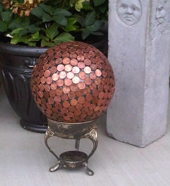 jardines esfera arandelas mozaico monedas hormigon