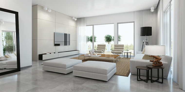 muebles salón modernos blancos 