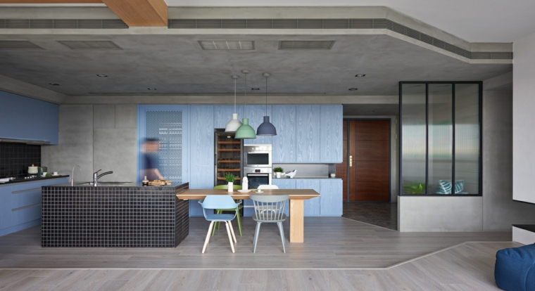 original diseno cocina moderna azul