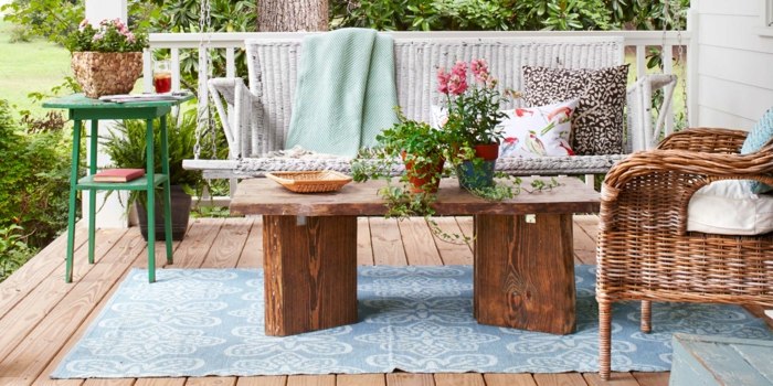 porches rusticos mesa madera natural ideas