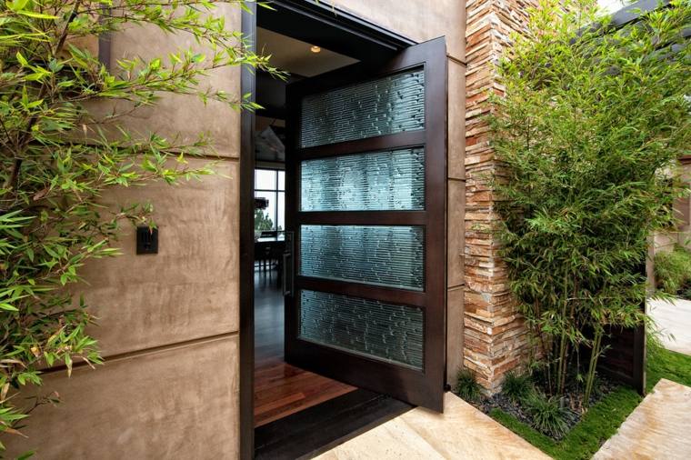 puerta moderna madera vidrio