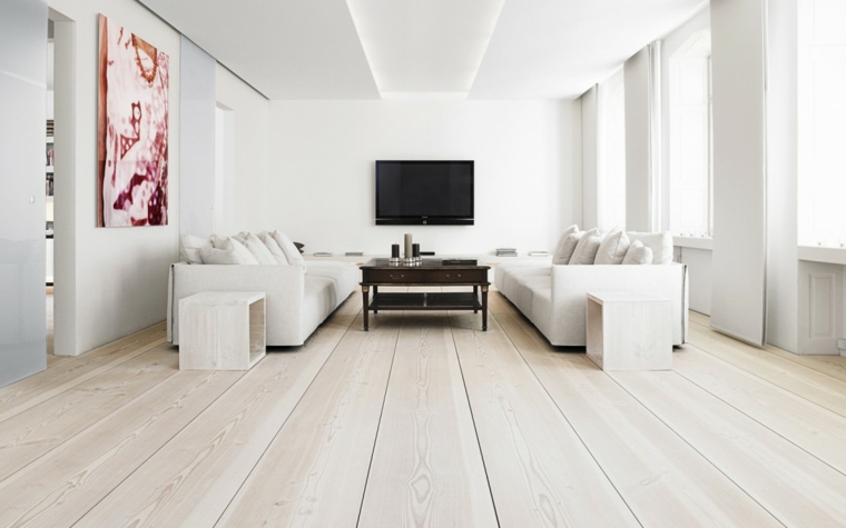sala blanca suelo de madera