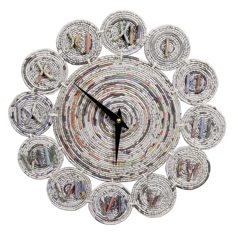 ideas de relojes de papel reciclado trabajo manual proyectos DIY reloj papel ideas