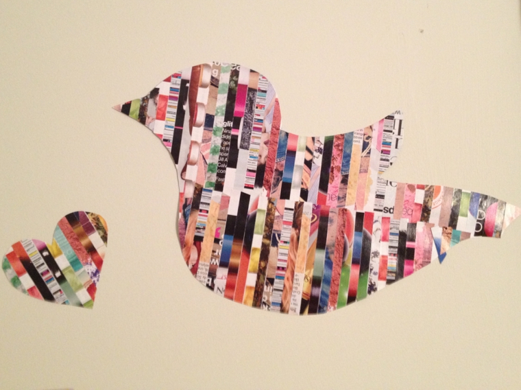 dibujos de papel de revistas viejas trabajos manuales proyectos DIY decorar pared ideas