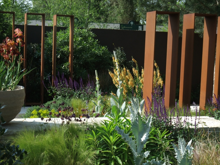 acero puro corten jardin vallas paneles jardin plantas ideas