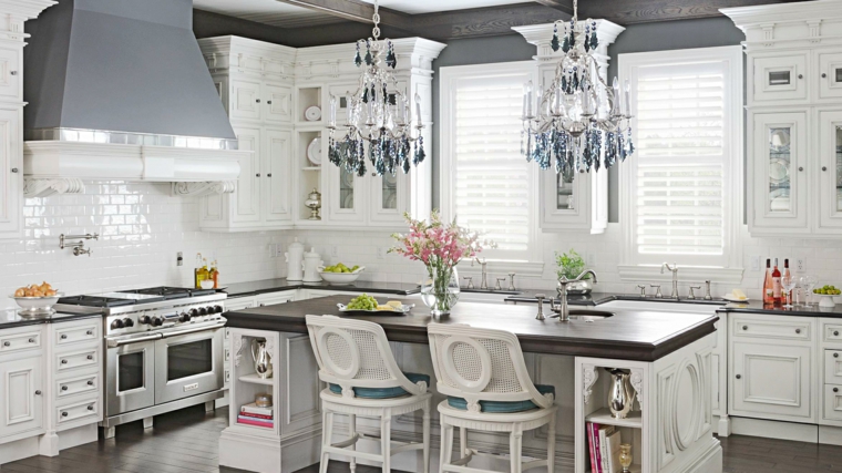 lámparas preciosas en la cocina moderna cocinas lujosa blanca moderna diseno lamparas ideas
