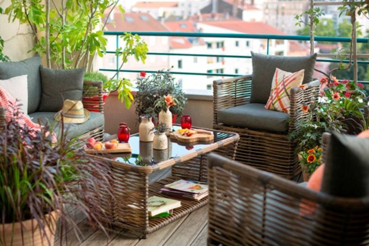 decoracion de terrazas diseño muebles fibras plantas