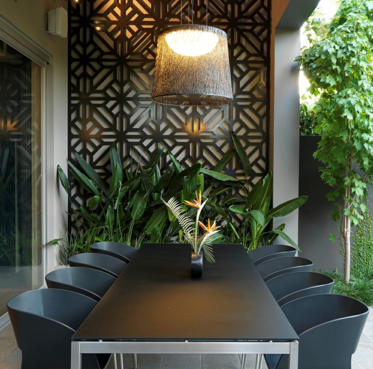 decoracion exterior comedores lamparas