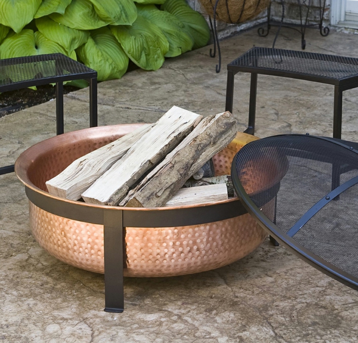 decoracion fuego cobre redondeado lenas