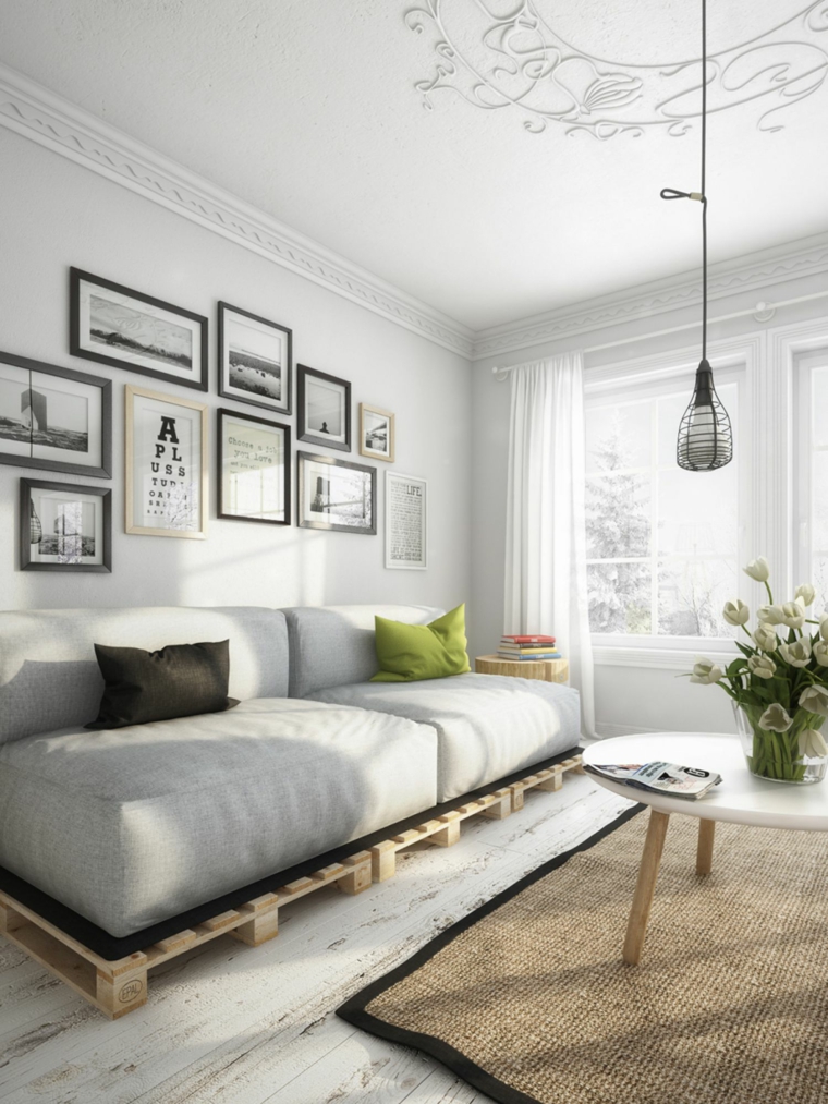 salón amplio con sofá grande diseno escandinavo interiores sofa palets ideas