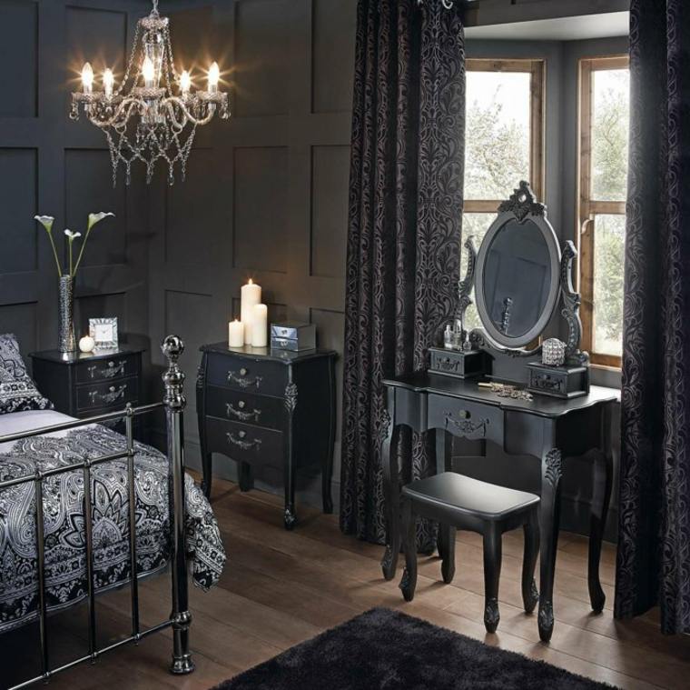 Color negro en el dormitorio - ideas fantásticas de decoración