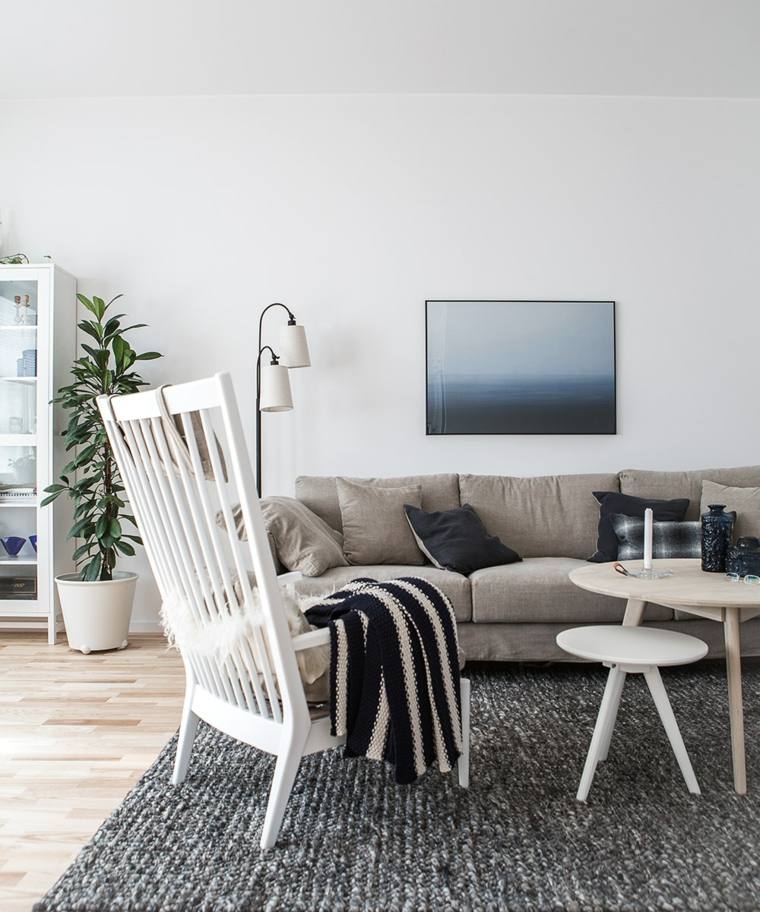 estilo escandinavo diseno interiores sillon madera blanca ideas