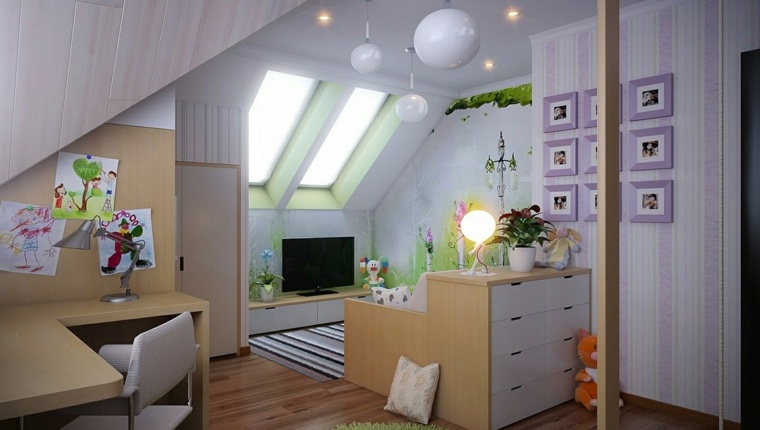 habitaciones de ninos loft diseno purpura ideas