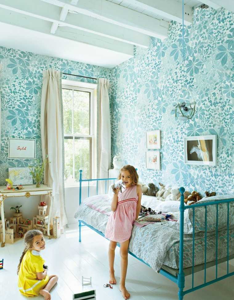 habitaciones ninos bonitas chicas cama acero azul ideas