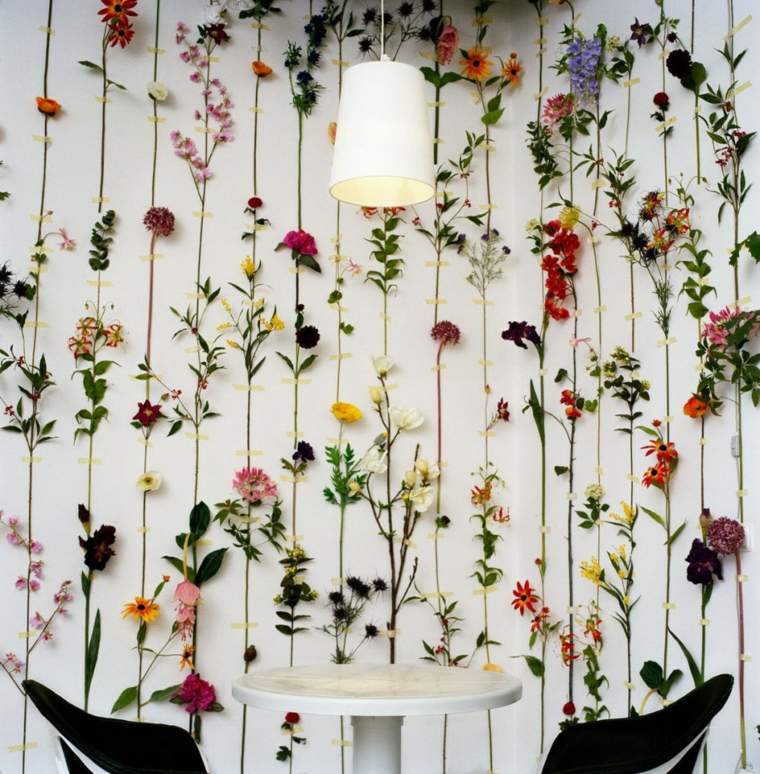 ideas de decoracion de paredes flores sillones calidos