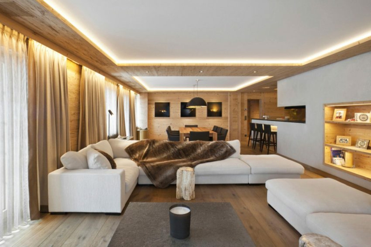sofá modular blanca en el salón ideas decoracion salon diseno moderno Plusdesign