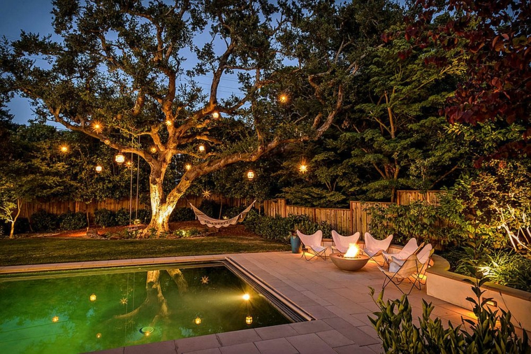 elegantes efectos sobre piscina luminarias diseño piscinas decorados muestras cojines