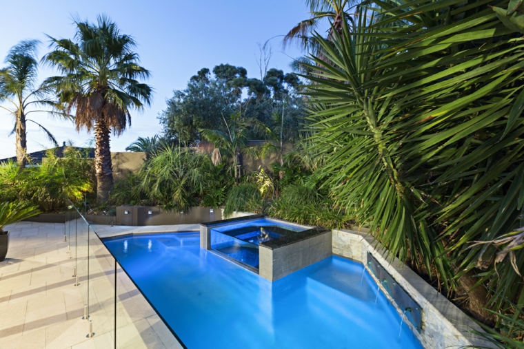 piscina dentro otra piscina jardin moderno ideas