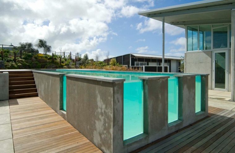 piscinas transparentes jardin moderno hormigo cristal ideas
