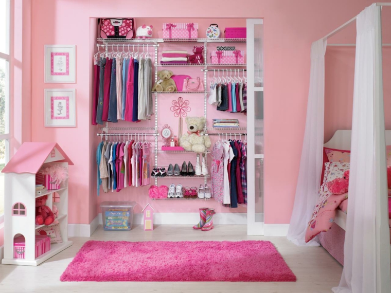 vestidor infantil color rosa decorado