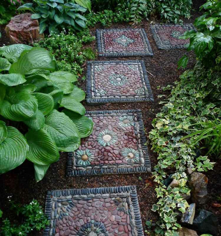 baldosas de jardín cuadradas con mosaicos de piedras baldosas jardín cuadradas mosaicos piedras