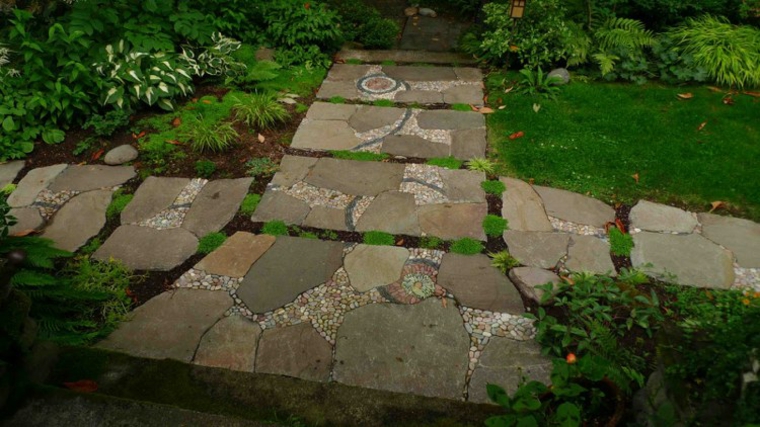 bonito diseño de camino completado con guijarros bonito suelo jardin camino