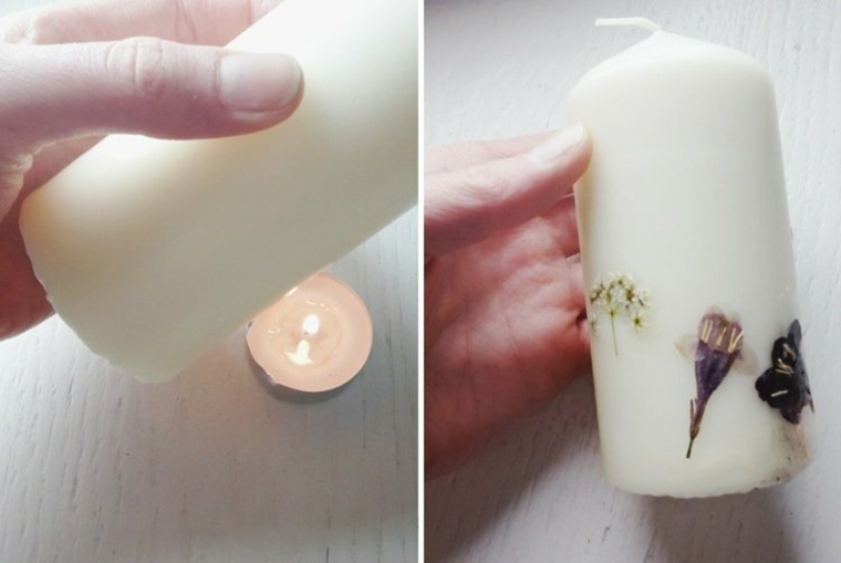 como decorar velas flores secas
