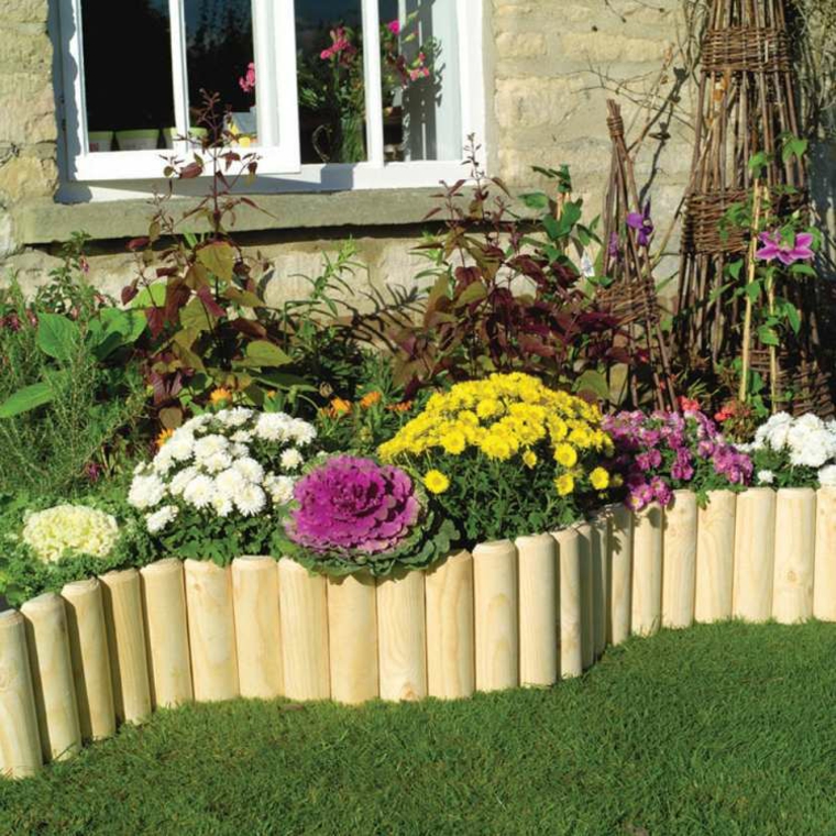 crisantemos flores jardin frontera madera ideas