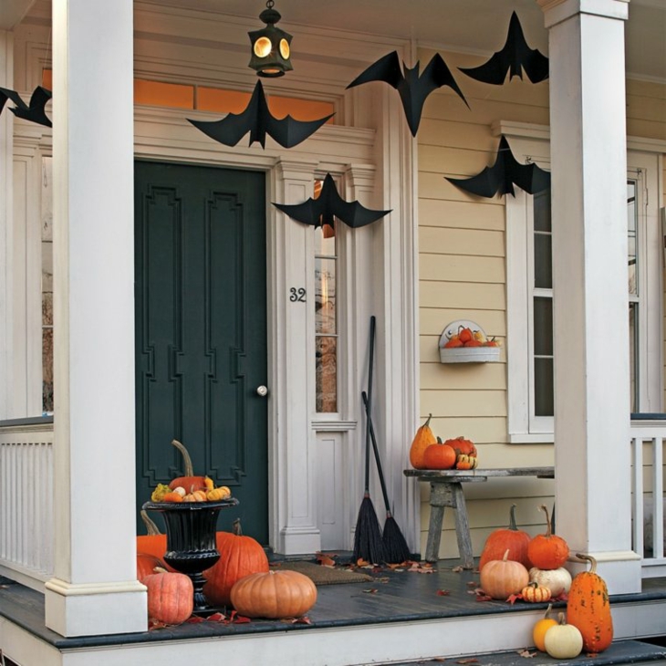 decoracion halloween entrada calabazas muestras