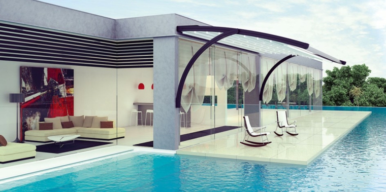 diseño de jardín con piscina de estilo contemporáneo diseno jardin moderno piscina moderno