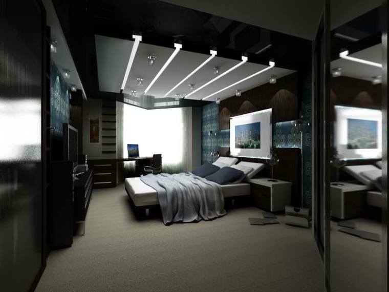 Dormitorios modernos en negro, llenos de luz