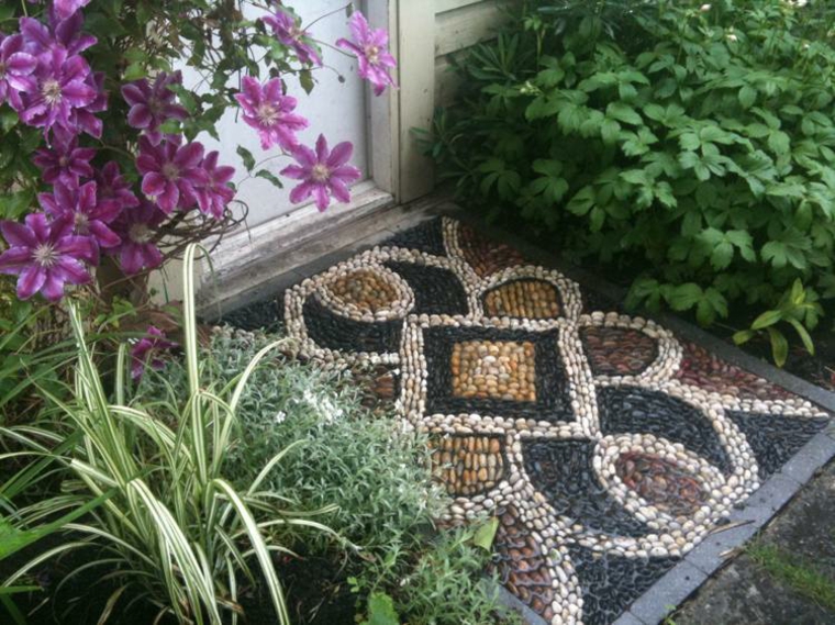 original diseño de felpudo de piedras estupenda entrada casa baldosa mosaico