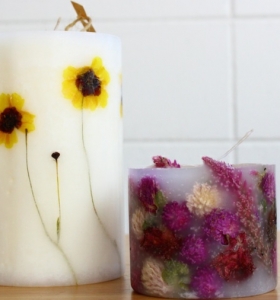 Flores secas - ideas asombrosas para decorar velas
