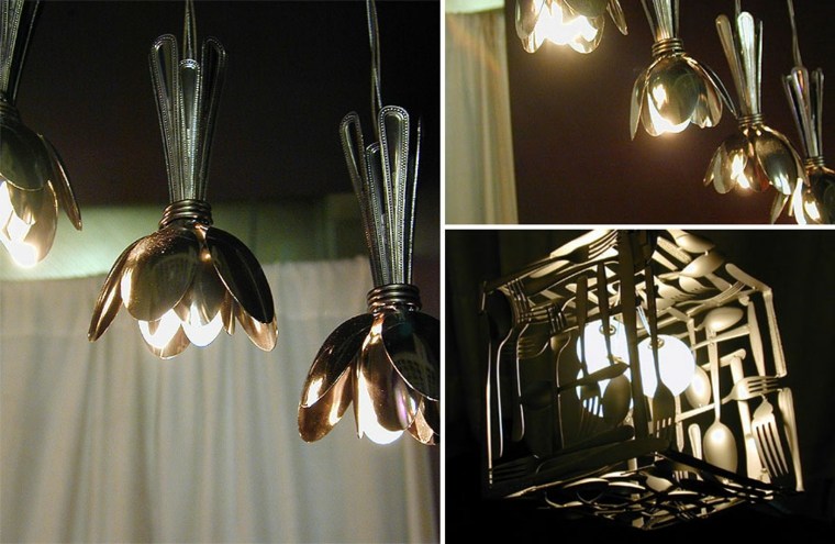 lamparas modernas hechas cucharas metal ideas