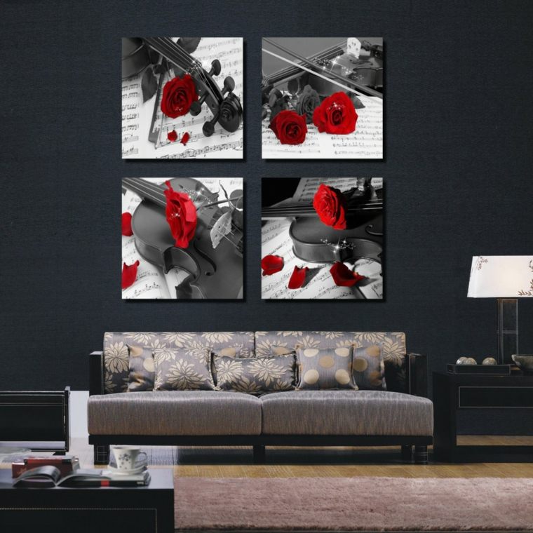 paneles decorativos paredes blanco rojo negro