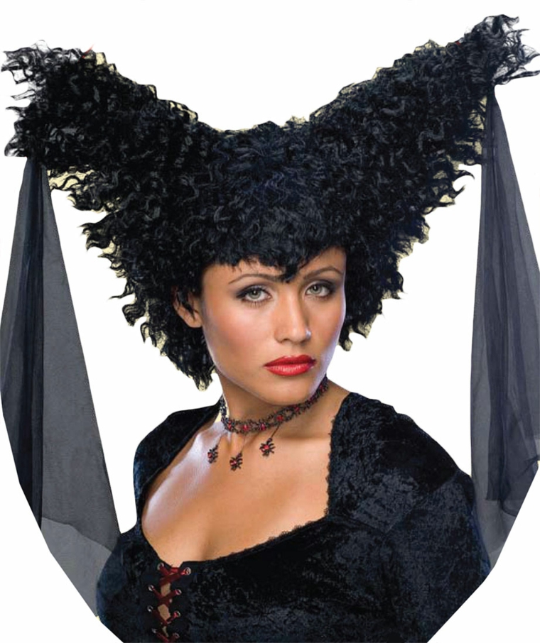 peluca de la bruja Maléfica con cuernos peluca bruja Maléfica con cuernos