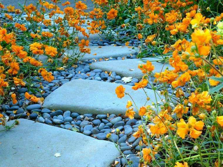 senderos camino jardin piedras distintos tamanos ideas
