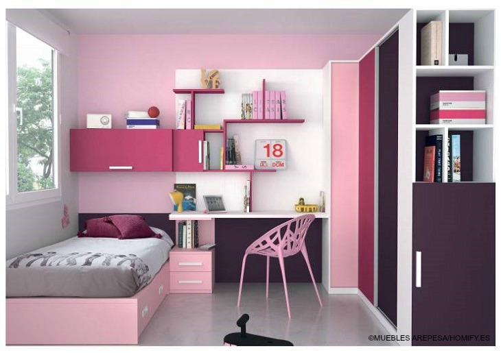 habitaciones juveniles MUEBLES AREPESA dormitorios juveniles tonos rosa silla