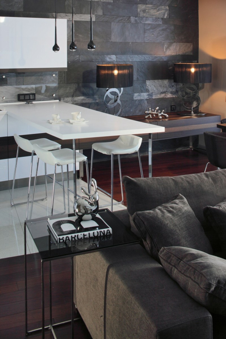 apartamento con losas grices en la pared apartamento moderno pared losas negras lujo ideas