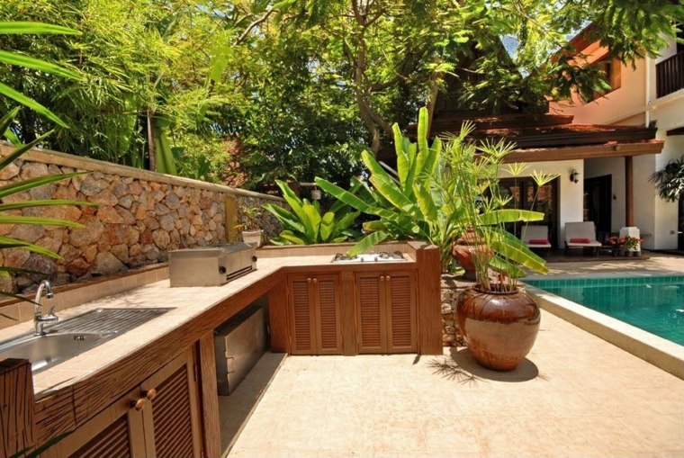 Barbacoas y muebles de cocina para el jardín - 34 ideas